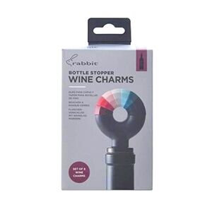 Rabbit Wine Charms Bottle Stopper S/8  Assorted